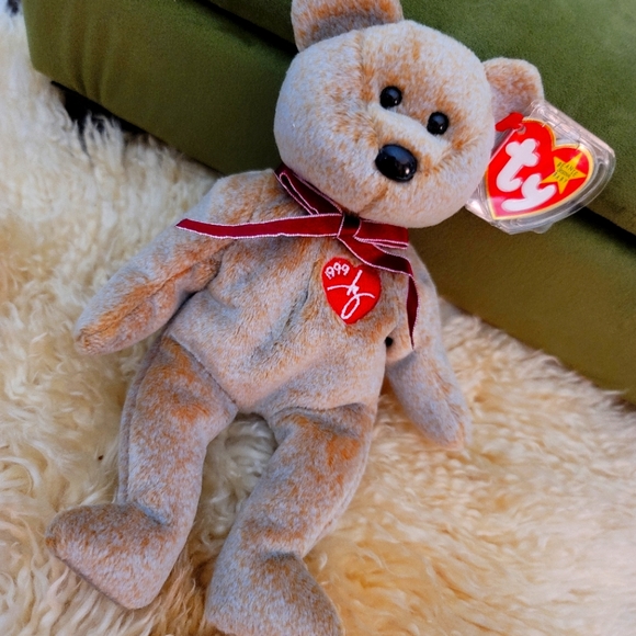 Ty Signature Bear Beanie Baby With Errors RARE Vtg Collectible Brown 1999 9